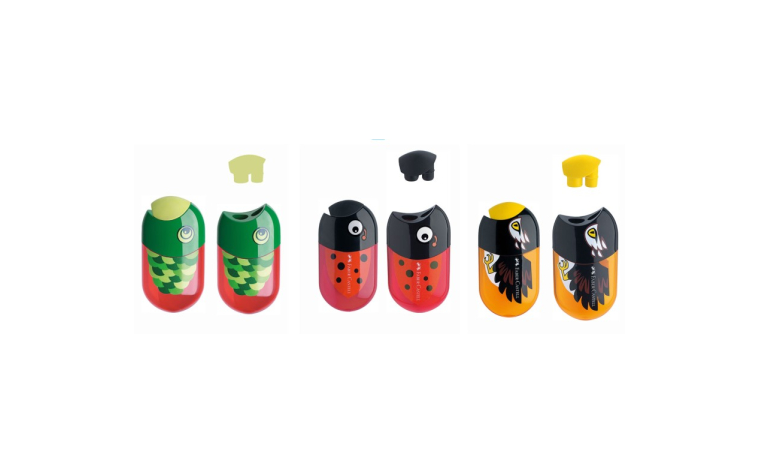 Double hole sharpener with eraser